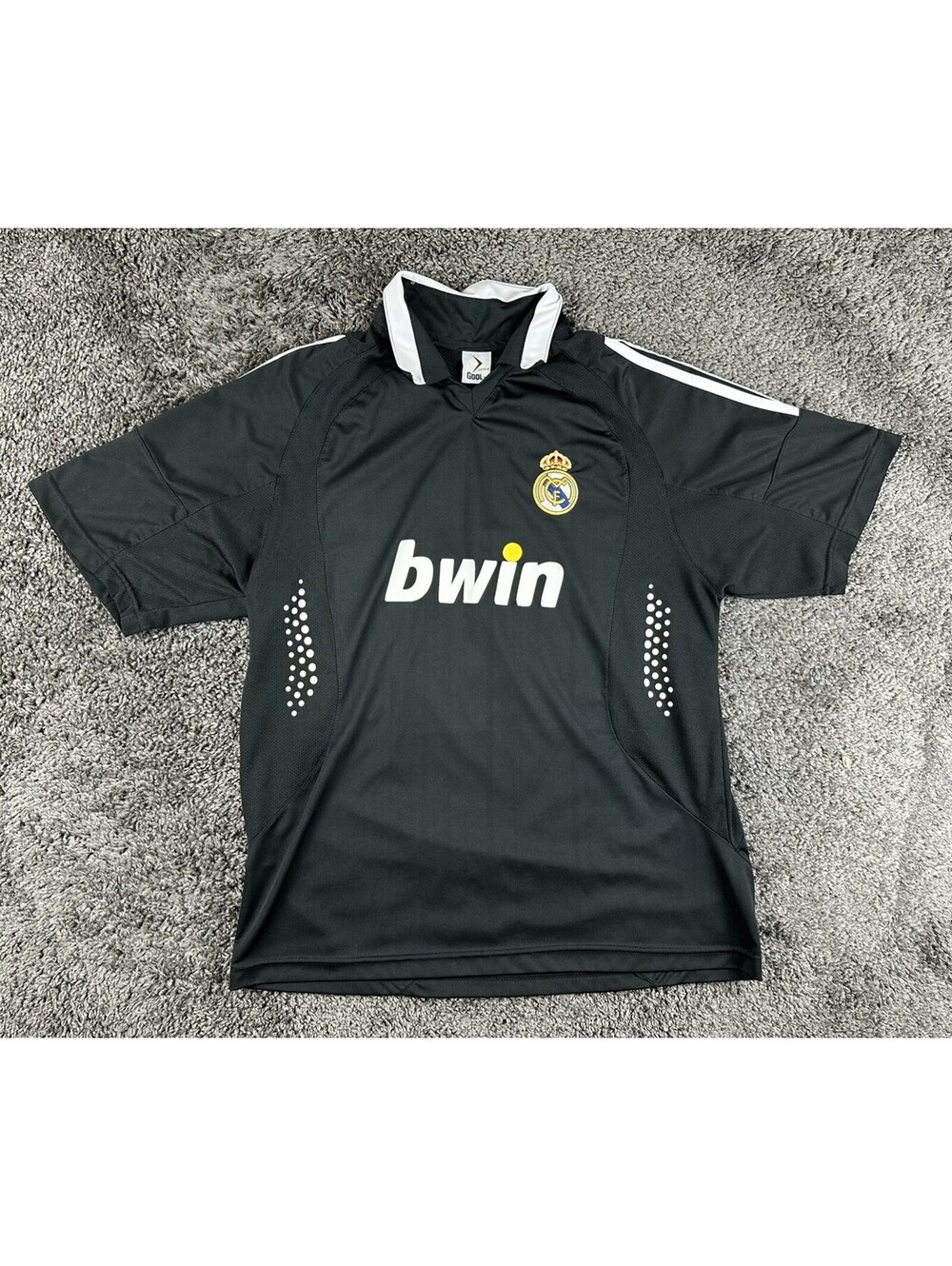 Real Madrid Bwin Soccer Jersey Mens Large Black Isaias 11 Gool Fan Tribute Shirt
